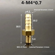 5pcs M4 M5 M6 M8 Metric Male Thread To 3mm 4mm 5mm 6mm 8mm Hose Barb OD Brass Barbed Pipe Fitting Co