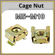Cage Nut | Yellow Zinc Rainbow Plating | M5 M6 M8 M10 | Server Rack Panel Frame Cabinet