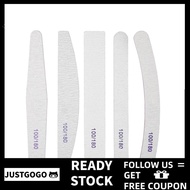 Justgogo 5Pcs Double Side Nail File Sanding Buffering Art Buffer Files Professional Manicure Tip Tool Tools Polish Polishing Machine