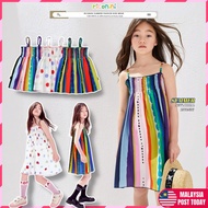 [LOCAL STOCK] 🎉Summer New Arrival Girls Korean Style Sling Dress Striped Polka Dot Vest Dress Kids S