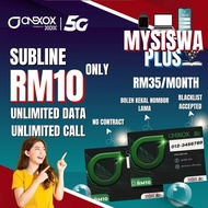 (FREE BULAN PERTAMA) UNLIMITED HIGH SPEED 150GB ONEXOX MYSISWA 5G Xox Sim Card Unlimited Data Unlimi
