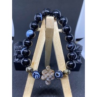 MYSTIC KNOT ALASHAN AGATE PYRITE BLACK AGATE Hungry Ghost Month PROTECTION BRACELET