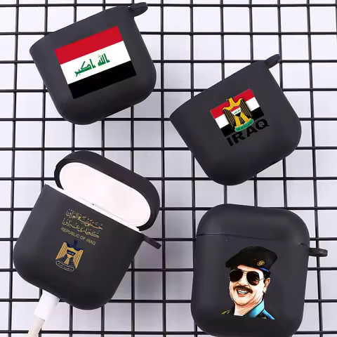 Saddam Hussein Iraq Flag With Hook for Apple Airpods 2 1 Earphone Cases Accessorie Silicone Case For