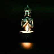 LILIN Buddha Tea Light Candle Holder Stand Buddha Statue Buddhist Candle Holder