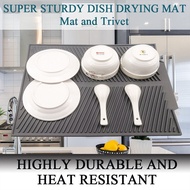 🇸🇬Ready Stock🇸🇬 Large Size Square Foldable Silicone Dish Drain Heat Resistant Drying Mat Kitchen Tableware Dishwasher Durable Pad Dishware Table Placemat Mat multicolor
