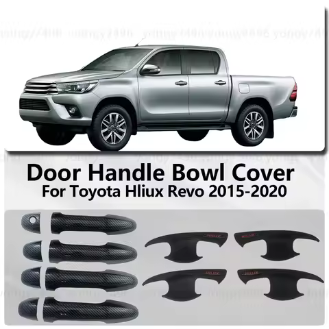 For Toyota Hliux Revo Fortuner Innova 2015 - 2020 Carbon Fiber Black Door Handle Bowl Cover Trim Car