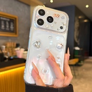 适用苹果17promax手机壳新款iPhone17立体闪粉爱心珍珠猫咪17pro高级感16透明15全包防摔14硅胶13小众pm女款