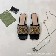 Gujia Summer Beach Flip-Flops with Metal Letters - Women's