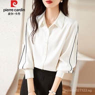Pierre Cardin（pierre cardin） Shirt for Women2022New Fall Women's Clothing Fashion Korean Style Commute Minimalist Casual Long-Sleeved Top for Women