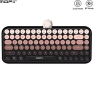 Mofii Ergonomic Bluetooth Dual Mode 84 key Retro Round Keycaps Cute Bear Wireless Keyboard for Win/A