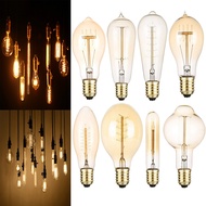 Retro Edison หลอดไฟ E27 220V 40W ST64 G80 G95 G125 A19 BT53 ST 58 T10 T185 T225 T300 T45 Ampoule Vintage Edison หลอดไฟหลอดไส้หลอดไฟตกแต่งบ้าน Warm White