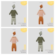 NOUS - Long set with moss green hat and blue stripes - Nu Doux - 0M 3M 6M 9M - SS24.T10A - NF45A - Z