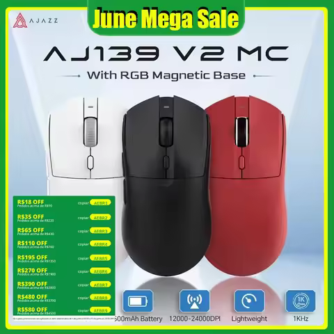 AJAZZ AJ139 V2 MC/AJ139 PRO Wireless Gaming Mouse PAW3311/PAW3395 Sensor 12000DPI/26000DPI 500mAh Bl