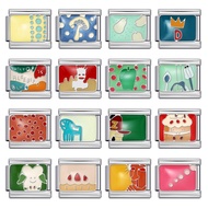 Stainless Steel DIY Bracelet, Italian Module Bracelet, Colorful Pattern Splicing Italian Charm Brace