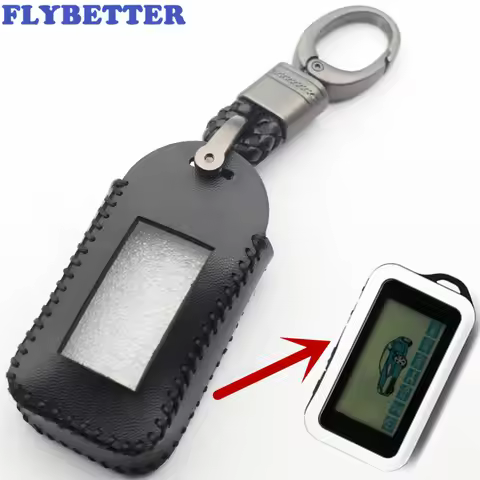 FLYBETTER Genuine Leather 4B Key Case Cover For StarLine E60/E90/E63/E93/E95/E96 Two Way Car Alarm C