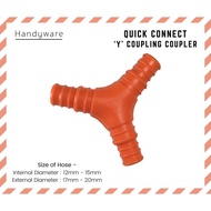 '' Y '' Quick Connect/3 way hose connector/Pipe connector/3 way hose/Y joiner Black/Orange