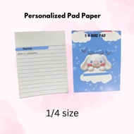 Personalized Pad Paper (1/2, 1/4, 1/8, 1 whole)