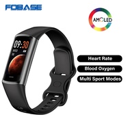 FOBASE AMOLED Smart Watch ติดตามการออกกำลังกายกีฬาสร้อยข้อมือกันน้ำอัตราการเต้นหัวใจออกซิเจนในเลือดสำหรับแอปเปิ้ลหัวเว่ย Xiaomi Android IOS