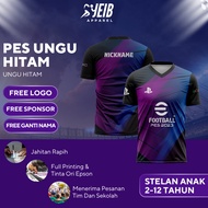 UNGU KIDS EFOOTBALL JERSEY PES PURPLE BLACK PRO EVOLUTION SOCCER JERSEY FREE LOGO & SPONSOR NAPUNG