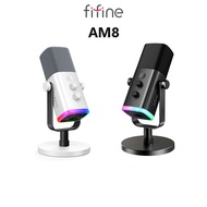 FIFINE AM8 Dynamic Microphone USB XLR RGB Gaming Streaming Podcast Recording Mic Noise Reduction Ver