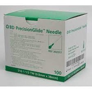 BD PRECISIONGLIDE NEEDLE 21G x 1-1/2" (0.8MM x 38MM) 100'S (EXP: 05/2029) BD NEEDLE 21G bd 21g needl