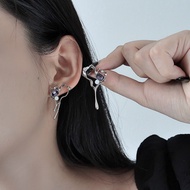 S925 Silver Needle Niche ins Style Wave-Shaped Heart Earrings Inlaid with Purple Diamond Hollow Earr