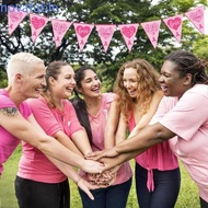 NOVAFABLE​ Breast Cancer Awareness Decorations, Pink Love Heart Paper Breast Cancer Backdrop Banner,