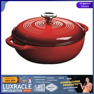 [sg stock] Lodge Enameled Cast Iron Dutch Oven, 3 Quart, Red
