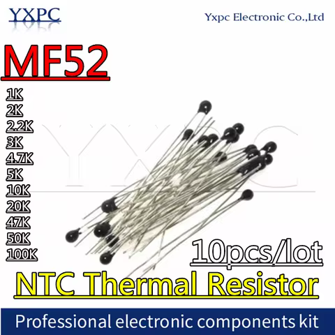10pcs MF52 NTC-MF52AT 3950 3950K NTC Thermistor Thermal Resistor 5% 1K 2K 2.2K 3K 4.7K 5K 10K 20K 47