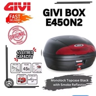 TOP BOX CASE GIVI SIMPLY COLLECTION E450 N2 (SMOKE REFECTOR) AND E450N(REFECTOR RED)TOGETHER GIVI BA