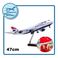 Display aircraft model with giant removable base and wheels, size 47cm, series B British Airways B74