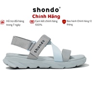 Giày Sandals Nam Nữ Shondo F6 Sport Đế Xám Phối Quai Xanh Da Trời F6S2030