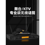 AK2000 UHF Wireless 2 Channel Microphone Professional Metal Mic for Home Stage