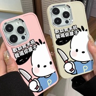 Fierce and Cute Pochacco Phone Case Compatible for IPhone 11 12 13 Pro 14 15 7 8 Plus SE 2020 XR X XS Max TPU Soft Casing Metal Protector Shockproof Large Hole Frame