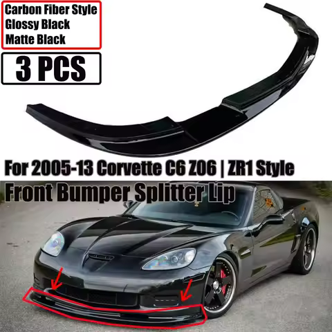 Car Front Bumper Lip Splitter Lip For Chevrolet Corvette C6 2005-2013 Z51 Z06 ZR1 Style WideBody Mod