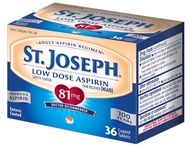 St. Joseph Aspirin Pain Reliever (NSAID) 81mg, Enteric Safety Coated, Adult Low Dose Regimen, 36 ct