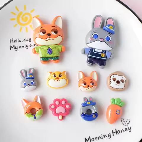 Disney Zootopia Bunny Judy Shoes Charms Set Fox Nick Wilde for Accessories Clogs Sandals Diy Decorat