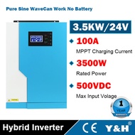 Y&H 3.5KW/5.5KW Hybrid Soalr Inverter MPPT 100A 500VDC PV Input 220VAC 24VDC/48VDC Pure Sine Wave Hy