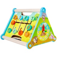 Wooden Montessori Toys Clock Cognition Wooden Busy Board Portable Busy Box Educational Toys