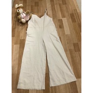 J76. Cotton And Linen Jumpsuit Beautiful Fabric Like One Hand Cream Color With Side Zip.