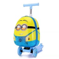 ST/🧨Children's luggage15Inch Cartoon Scooter Light-Emitting Wheel Suitcase Can Ride Cute Luggage Boarding Bag BQKW