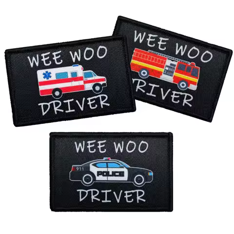 Wee Woo Driver Patch - Police Car, Ambulance EMT, or Fire Engine Driver - Funny 2"x3" Removable Patc