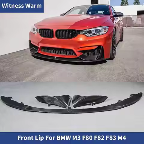 For F80 M3 F82 F83 M4 Carbon Fiber Car Front Bumper Lip Spoiler with Splitters for Bmw 4 Series F80 
