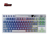 RK ROYAL KLUDGE RK คีย์บอร์ดแบบกลไก M87ไร้สาย/บลูทูธ/2.4G/USB-C คีย์บอร์ดเล่นเกมปะเก็นแบบถอดเปลี่ยนไ