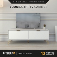 KitchenZ Eudora Series 4Ft Tv Cabinet Tv Console Rak Tv Kabinet Tv Almari Tv Metal Leg - E1200-WT