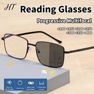 HT 4-in-1 Photochromic Progressive Reading Glasses for Men - Auto Zoom Far & Near Anti-Blue Light | 