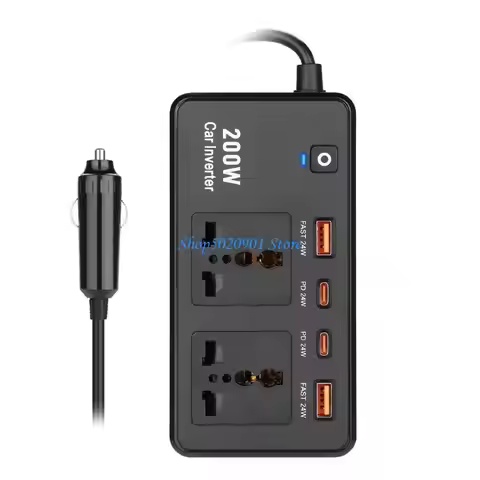 N80F 200W Car Power Inverter Converter DC12V to AC220V for Laptops Tablet Phones Camping Travel with