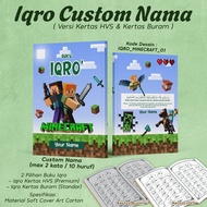 Adzkia35 Children's Iqro (Custom Name) Complete Iqro SoftCover Book/ Iqro 1-6 Minecraft Design
