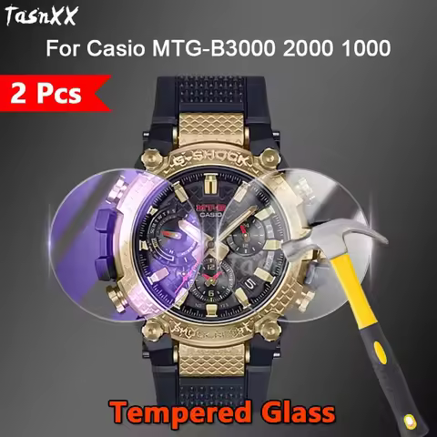 2Pcs For Casio MTG-B3000 MTG-B2000 B1000 Smart Watch 2.5D Slim Clear / Anti Purple Light 9H Tempered