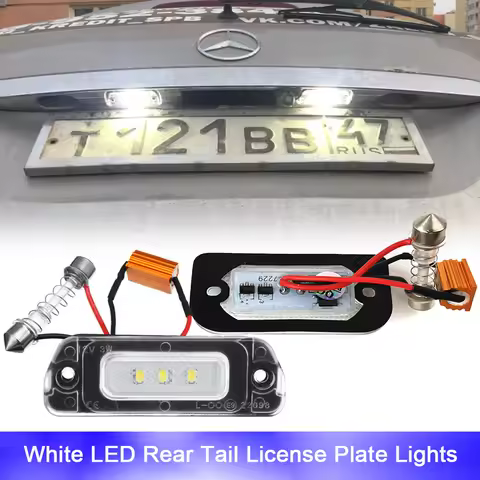 2Pcs White LED Rear Tail License Plate Lights Canbus For Mercedes-Benz ML-Class W164 X164 W251 V251 